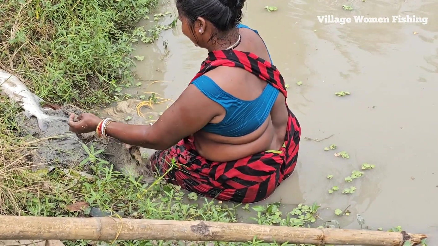 x Incredible Village Women Fishing in Village pond