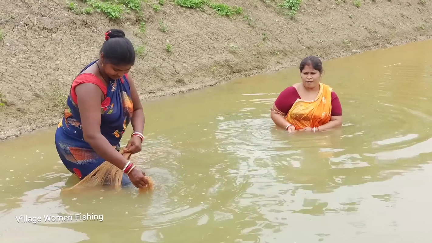 Incredible village women net fishing   Best women