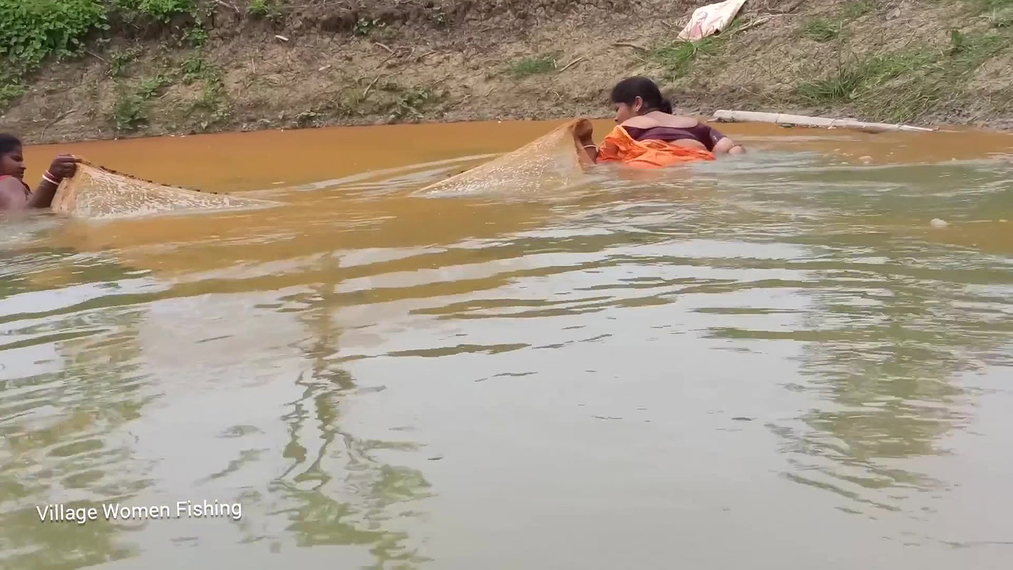 Incredible village women net fishing   Best women