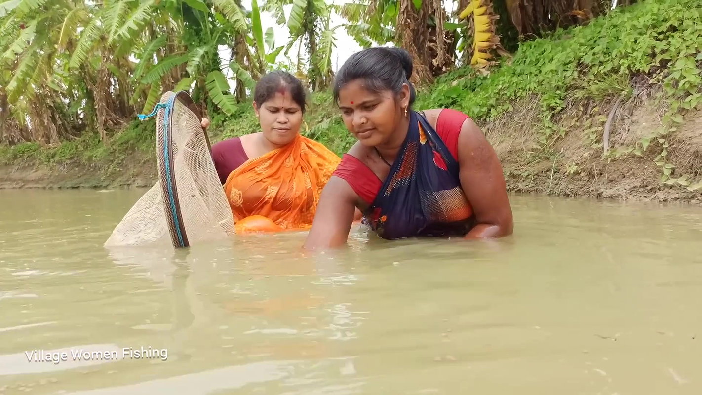 Incredible village women net fishing   Best women