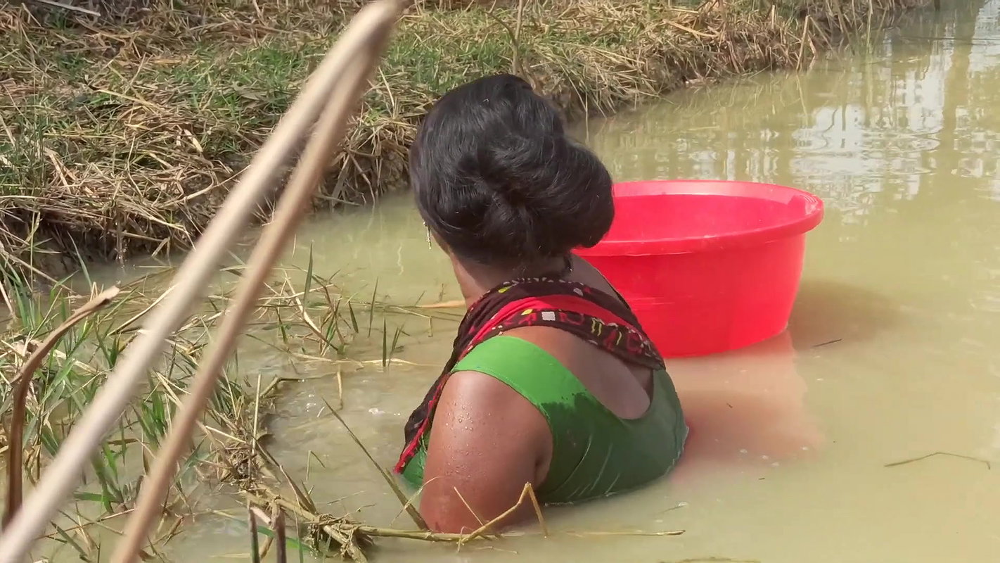Traditional Village Lady hand fishing   Village fi