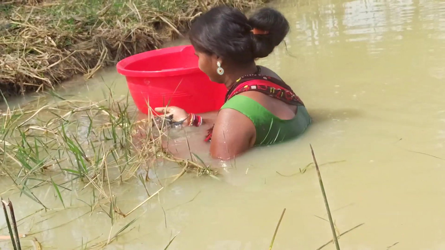 Traditional Village Lady hand fishing   Village fi