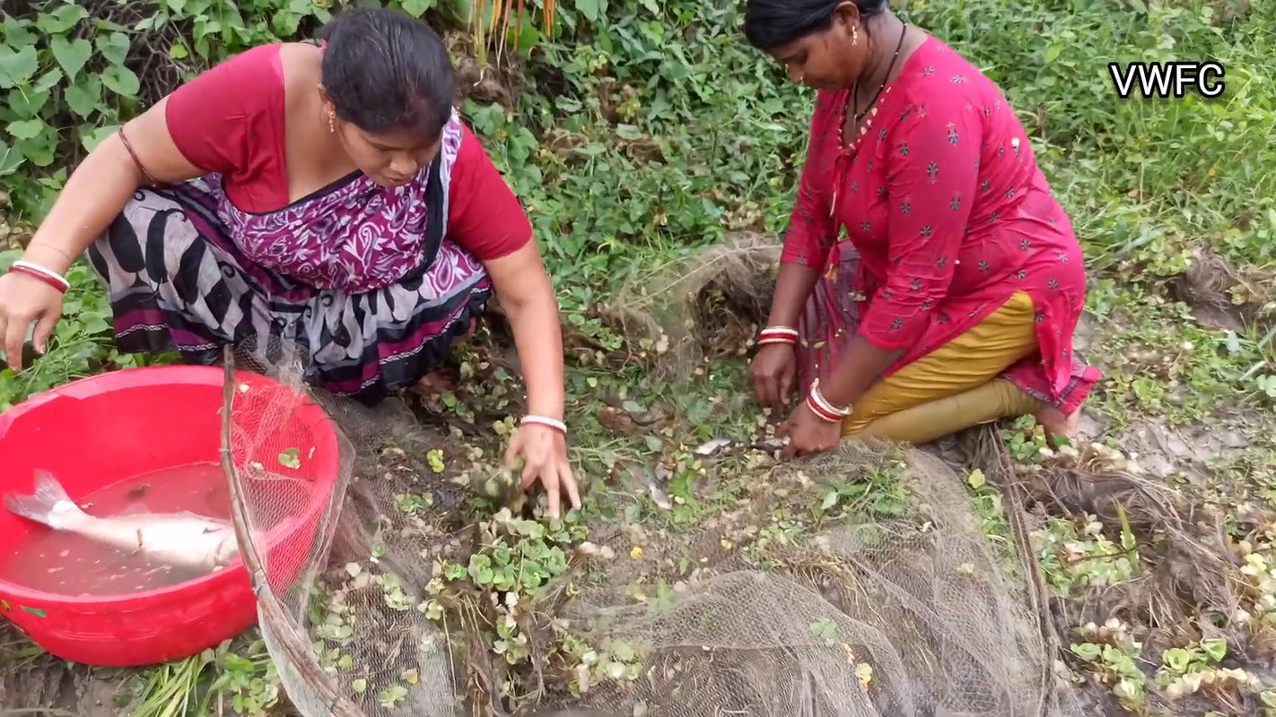 Unique fishing by village women   Mouni fishing
