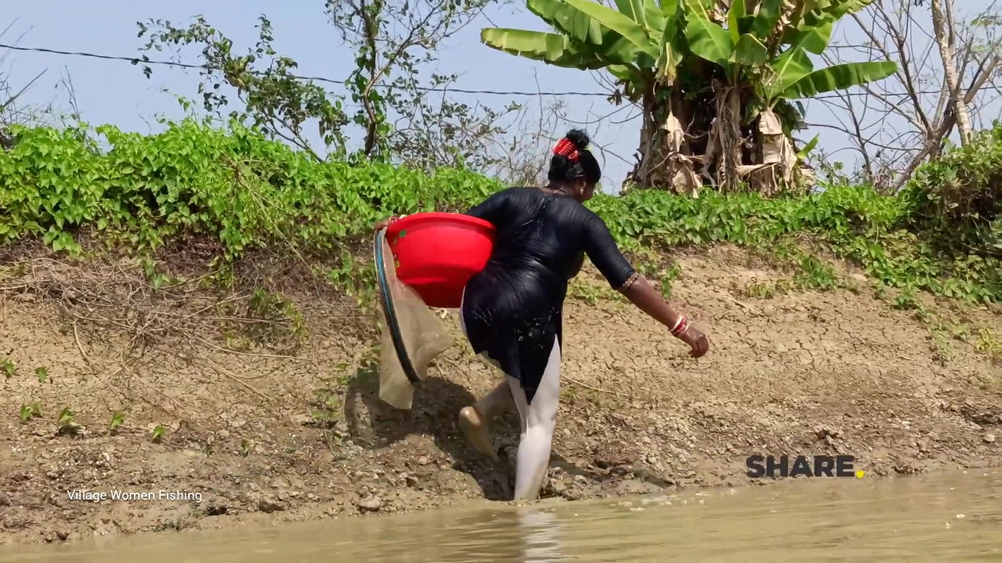 Village Women Amazing Hand Fishing in village pond
