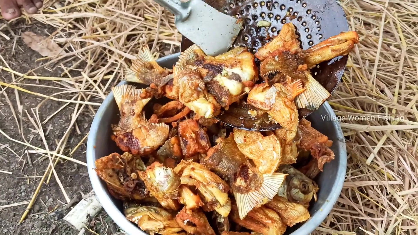 Village Women fishing channel Silver Play Button c