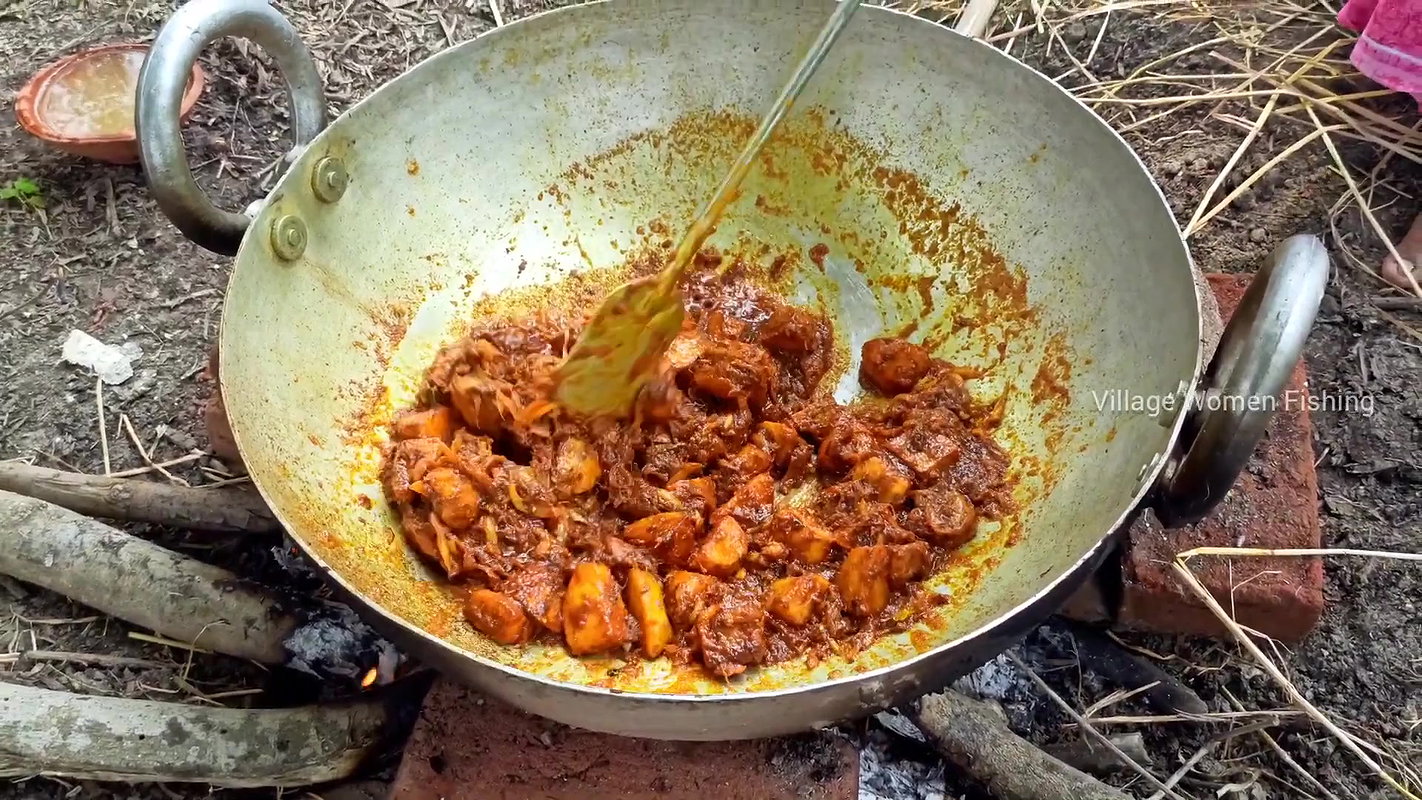 Village Women fishing channel Silver Play Button c