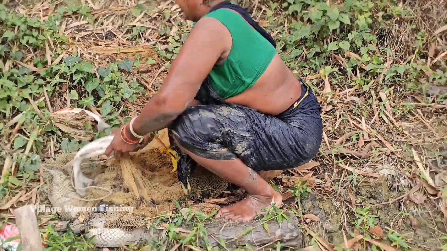 x   Village Women New Net fishing video 2