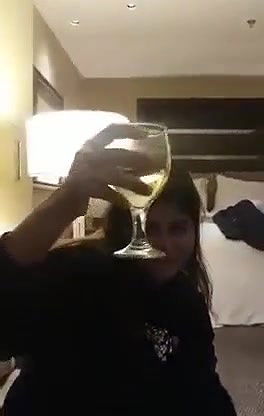 Desi cute call girl with clients in a hotel showing boobs