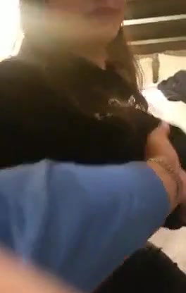 Desi cute call girl with clients in a hotel showing boobs