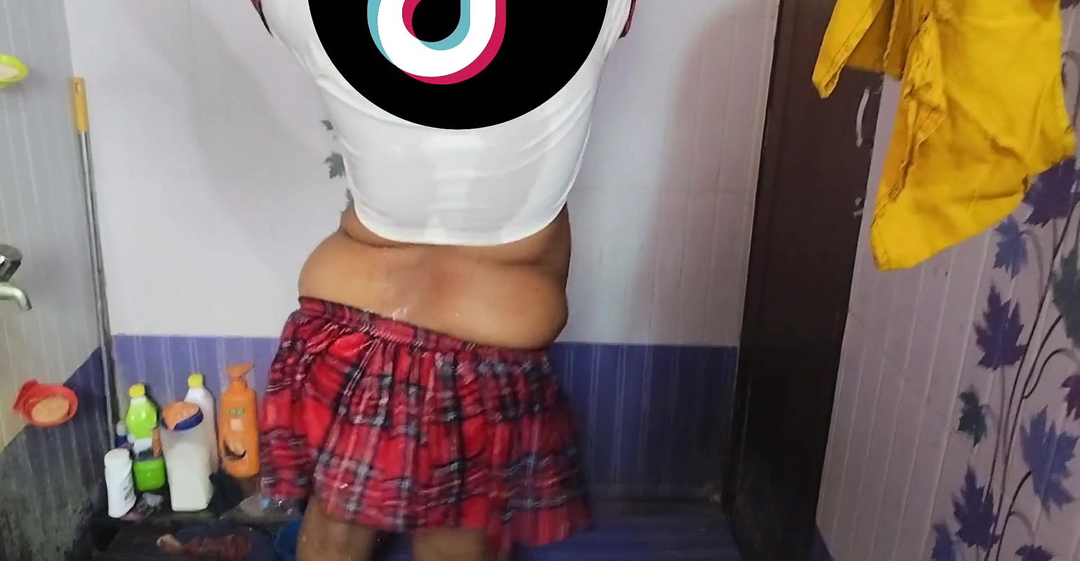 priya is taking shower wearing school uniform. so hot looking