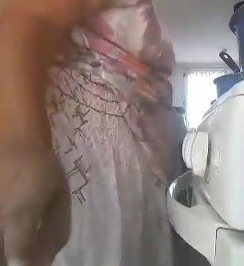 Cheating BBW Milf Show Her Pussy with Toy Inside while Cooking and Serving