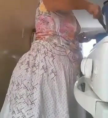 Cheating BBW Milf Show Her Pussy with Toy Inside while Cooking and Serving