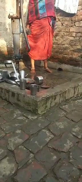 Village wife outdoor pee