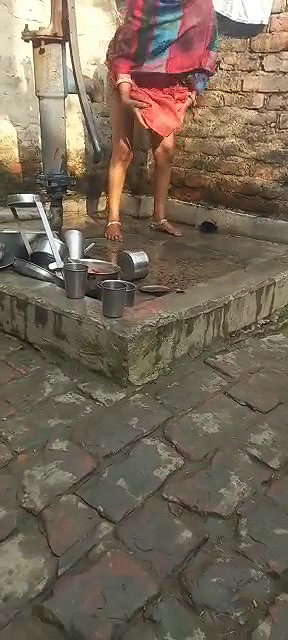 Village wife outdoor pee