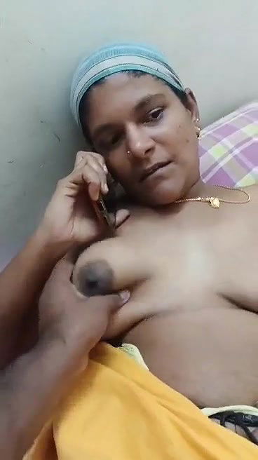 Mature bhabhi talking on phone and devar fingering, boobs pressing