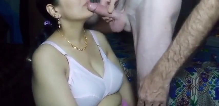 Cheating wife sucking neighbor cock when husband not at home