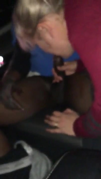 Mature Milf Sucking Black Dick in the Backseat while Husband Recording