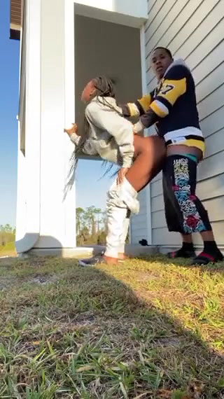 Sexy Girl Outdoor Standing Doggy Style Fucking