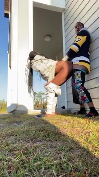 Sexy Girl Outdoor Standing Doggy Style Fucking