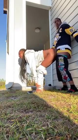 Sexy Girl Outdoor Standing Doggy Style Fucking
