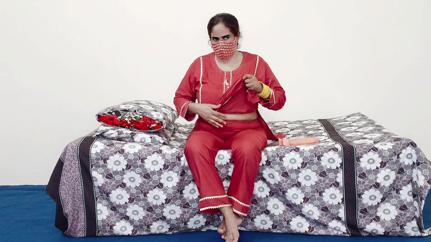 Desi Hot Woman with Natural Tits Riding on Dildo