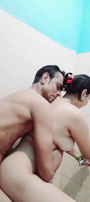 Couple bathroom scene both are facing suffer from fever