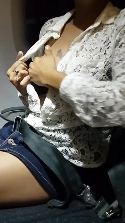 Desi Daring Wife Showing boobs n pussy Rub in Flight While HUby Rec