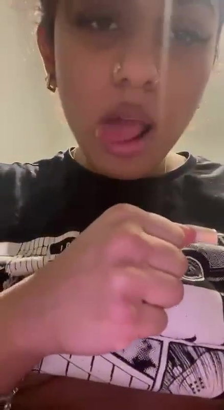 Desi Hot Girl Giving a Pretend Blowjob with Half of Her Tits Out