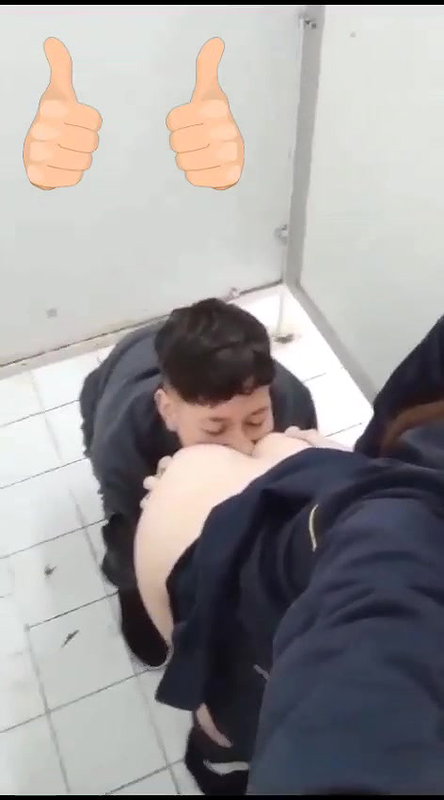 Eating a ass in public washroom