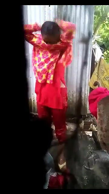 next door young girl outdoor shower filmed