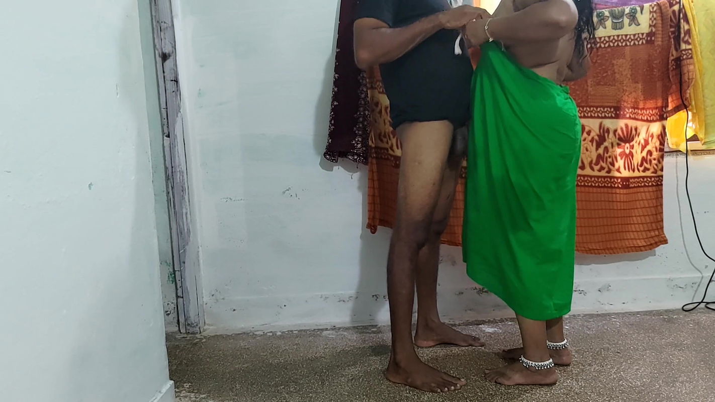 Aunty was tying the skirt and fixing the cloth and I stroked her and made her romantic