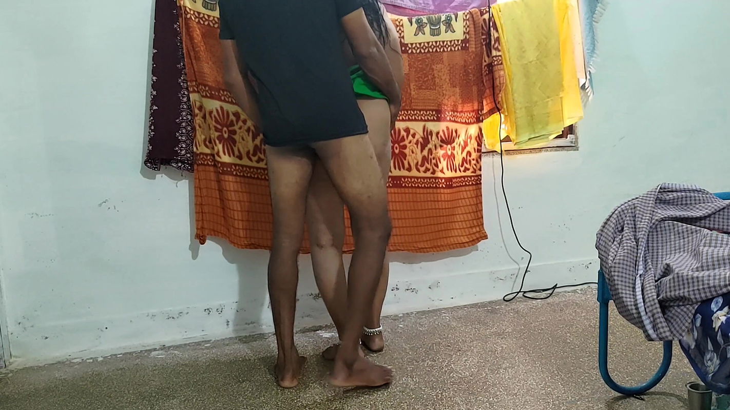 Aunty was tying the skirt and fixing the cloth and I stroked her and made her romantic