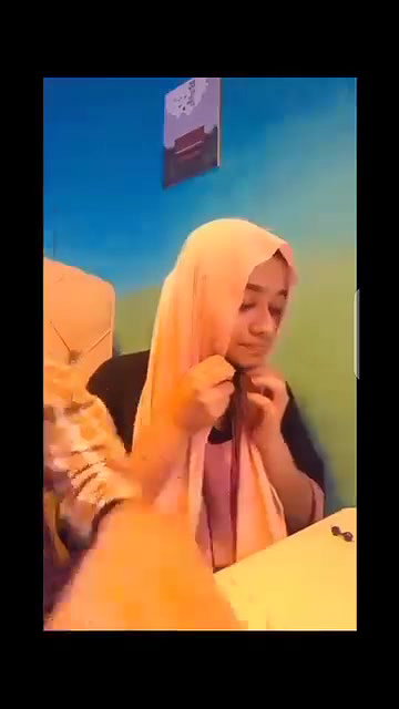 Young Boy Enjoying With His Hijabi GF In Restaurant