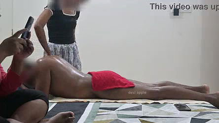 Two girls handjob and massage in spa