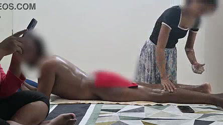 Two girls handjob and massage in spa