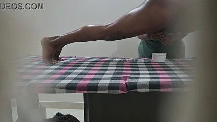 squeezing sperm milk outside in massage spa