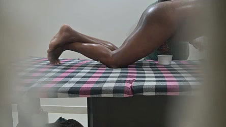 squeezing sperm milk outside in massage spa