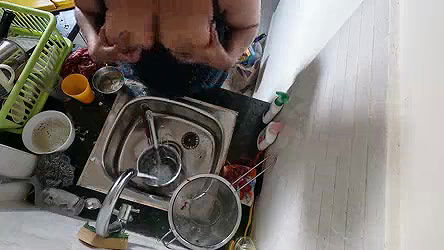 My wife become horny while washing plates in kitchen