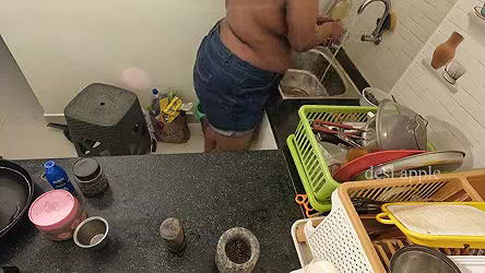 my maid getting horny while washing dishes