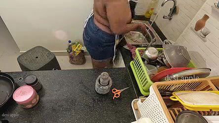 my maid getting horny while washing dishes