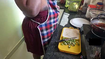 My Indian girlfriend fucking with brinjal in kitchen when she is alone at home