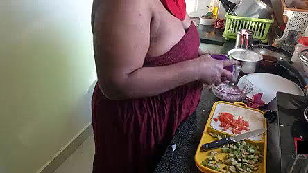 My friend wife getting mouth fucked while cooking in kitchen