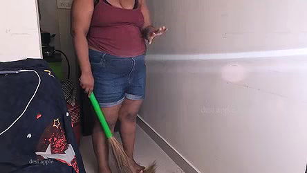 My friend wife getting horny doing sex call while cleaning house