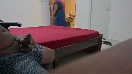 maid doing handjob for owner