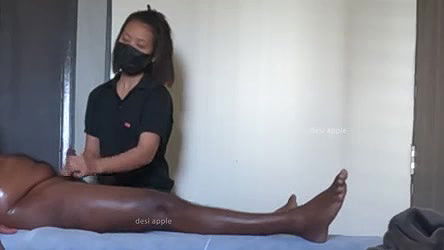 Indian teen massaging grandpa dick in spa