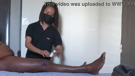 Indian teen massaging grandpa dick in spa