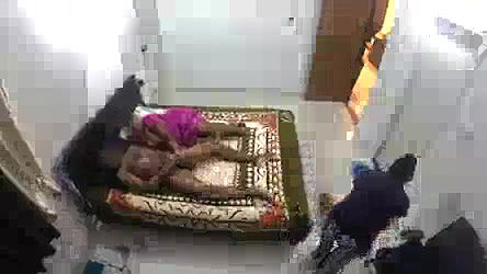 Having fun with husband while maid cleaning room