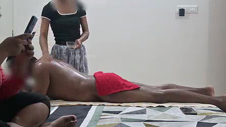 Happy ending threesome massage at spa