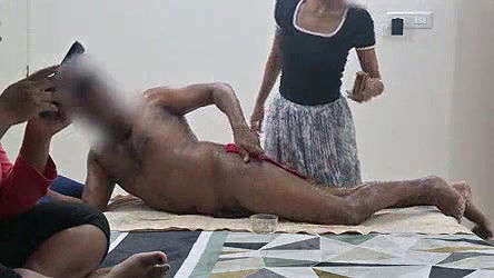 Happy ending threesome massage at spa