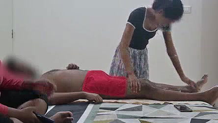Happy ending massage infront of step sister